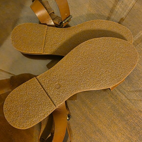 😍 Madewell Boardwalk Brown Leather Ankle Strap Sandals Size 6.5 - Picture 4 of 6